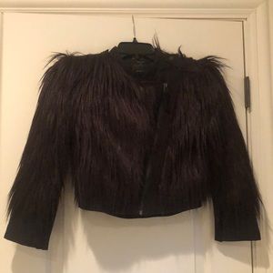 BCBG Awesome faux fur cropped jacket